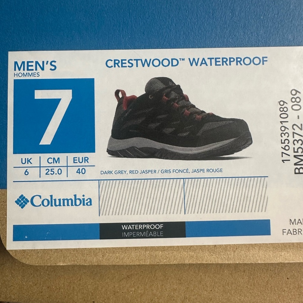 Columbia Crestwood Waterproof Shoes - Dark Grey and Red Jasper